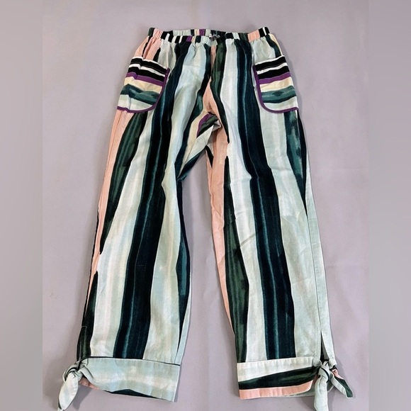 Red Carter Womens Linen Blend Pants Size Small Stripe Elastic Waist - Picture 2 of 10